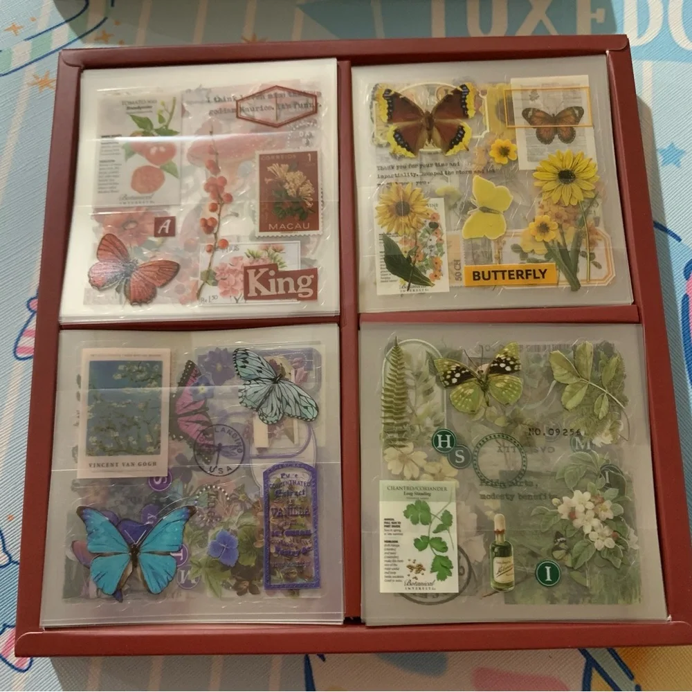 Set of 100 Small Sheets of Vintage Style Stickers
